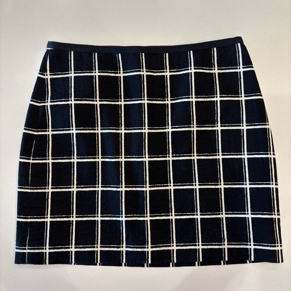 Madewell Black and White Grid Pencil Skirt